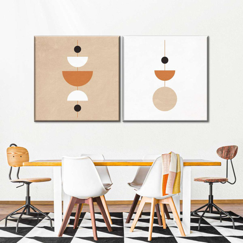 Retro Geometric Abstract V Multi Piece Canvas Print, 10" H x 21" W x 1.25" D