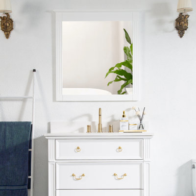 Miroir rectangulaire moderne en bois massif avec cadre H 33 po