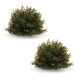 Pine Half Orb with Pinecones (Set of 2)