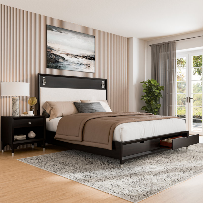 Ensemble de chambre à coucher Oberlander, Très grand lit, Deux pièces : Lit et table de chevet