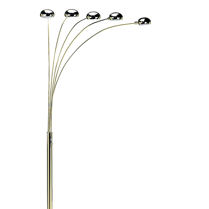 84" Tall Metal Floor Lamp With 5 Adjustable Arch Arms, Gold, Gold