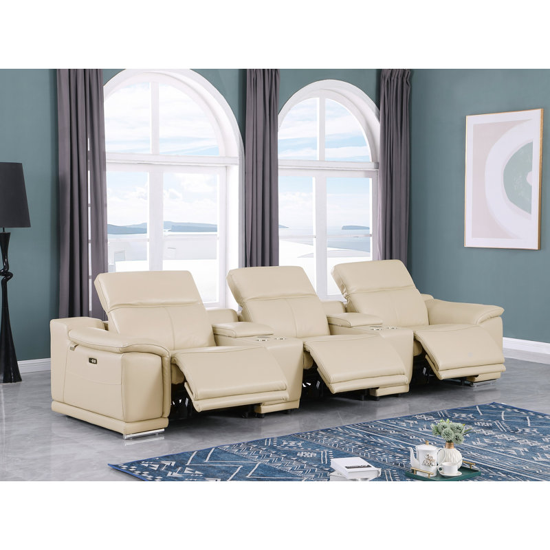 Siège de cinéma en cuir italien 3 pièces 3 pièces Lily, Beige