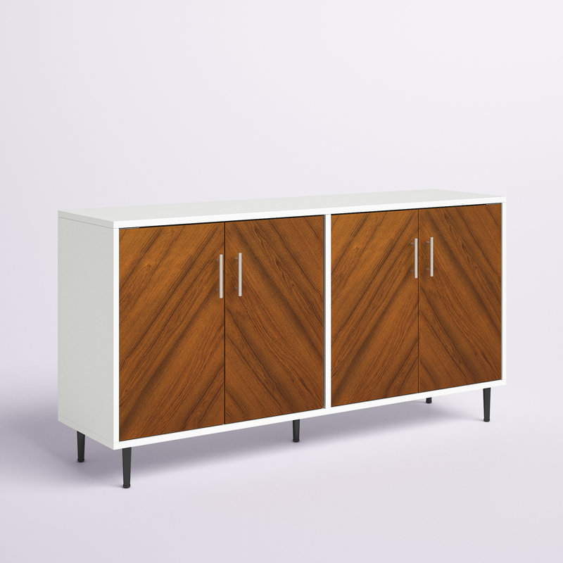 Aminatou 58" Wide 4-Door Sideboard, Acorn/White
