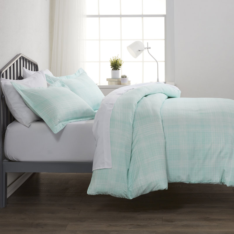Simply Soft Thatch Pattern Duvet Cover Set, Full/Queen Duvet Cover + 2 Standard Shams, Aqua