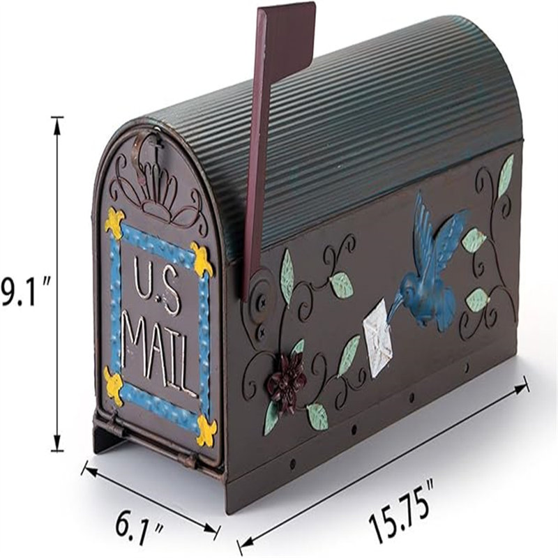 Boîtes aux lettres robustes pour l'extérieur, boîte aux lettres à fixation sur poteau, boîtes aux lettres décoratives à l'extérieur du jardin de la cour (oiseau rouillé)