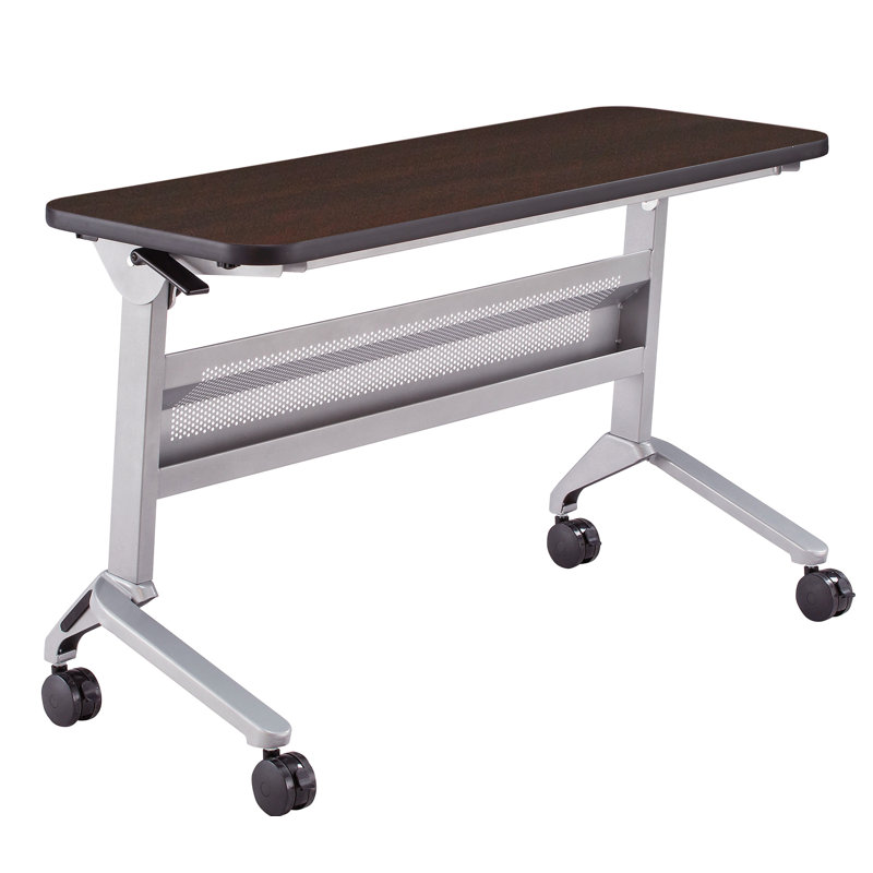 Flip-N-Go Rectangular Training Table, LPL, 29" H x 48" L x 18" W, Silver, Mocha