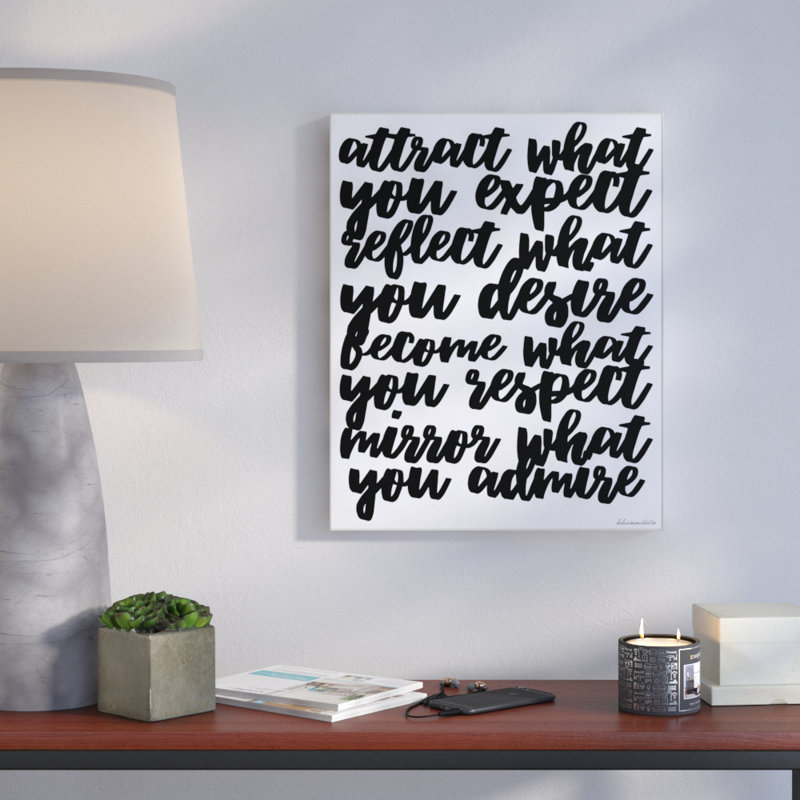«Mirror What You Admire Cursive», art mural sur toile par House of Lulu, 10 po x 15 po, Plaque murale