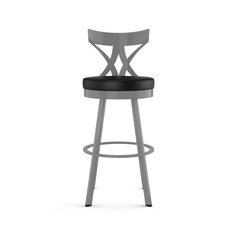 Amalija Swivel Counter & Bar Stool, Glossy Gray, Charcoal Black , Counter Stool (26" Seat Height)