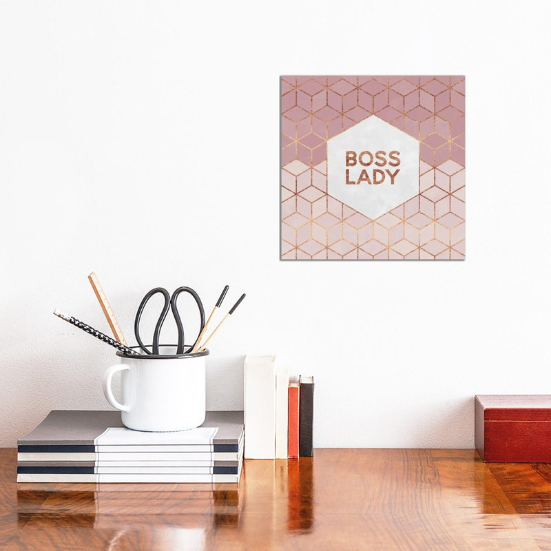 Impression d’art textuel « boss Lady » par Elisabeth Fredriksson, Pas de tapis, Toile tendue, H 12 po x l 12 po x P 0,75 po