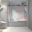 6063 noir mat sans cadre une porte de douche fixe et une porte décalée, grandes poulies en acier inoxydable 304 de 70 mm avec fonction de fermeture en douceur réglable, avec nettoyage facile Nano, anti-déflagrant-119845656