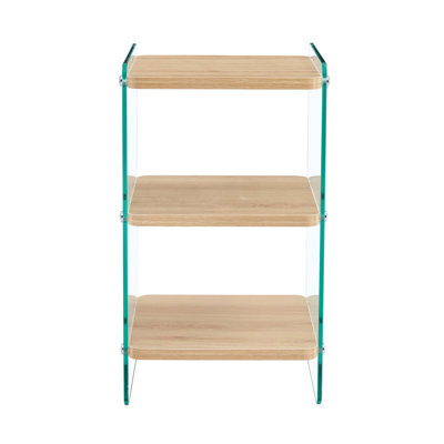 3 Levels Nightstand, Side Table, Bedside Table With Tempered Glass Leg, Accent Table
