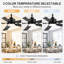 Ventilateur de plafond noir à 5 pales de 48 pouces avec lumières et télécommande, moteur à courant continu silencieux, installation facile pour une utilisation intérieure et extérieure couverte
