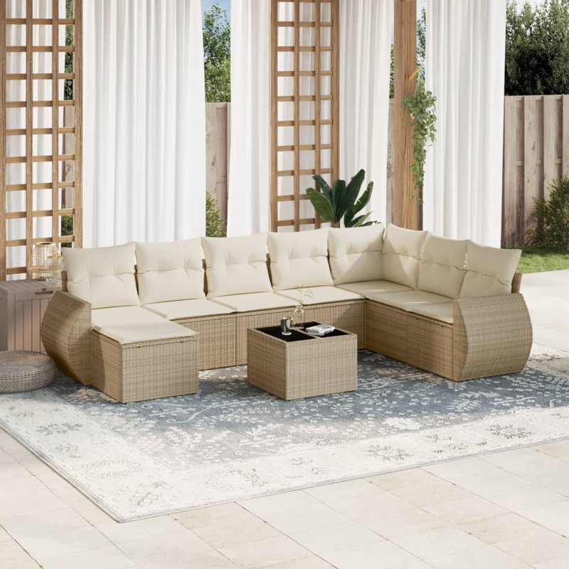 Ensemble de canapé de jardin modulaire en rotin PE 9 pièces Vidaxl