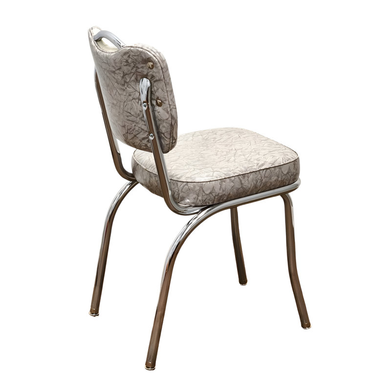 Retro Home Upholstered Handle Back Dining Chair, Cracked Ice Gray/White