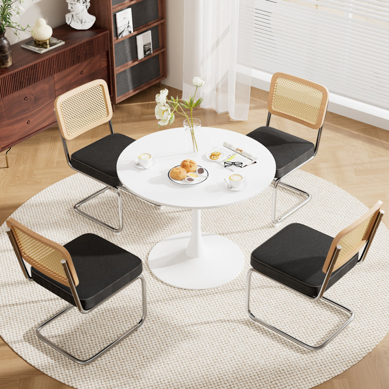 Ensemble de tables rondes élégantes pour 2 à 4 personnes, Noir, 5, Blanc