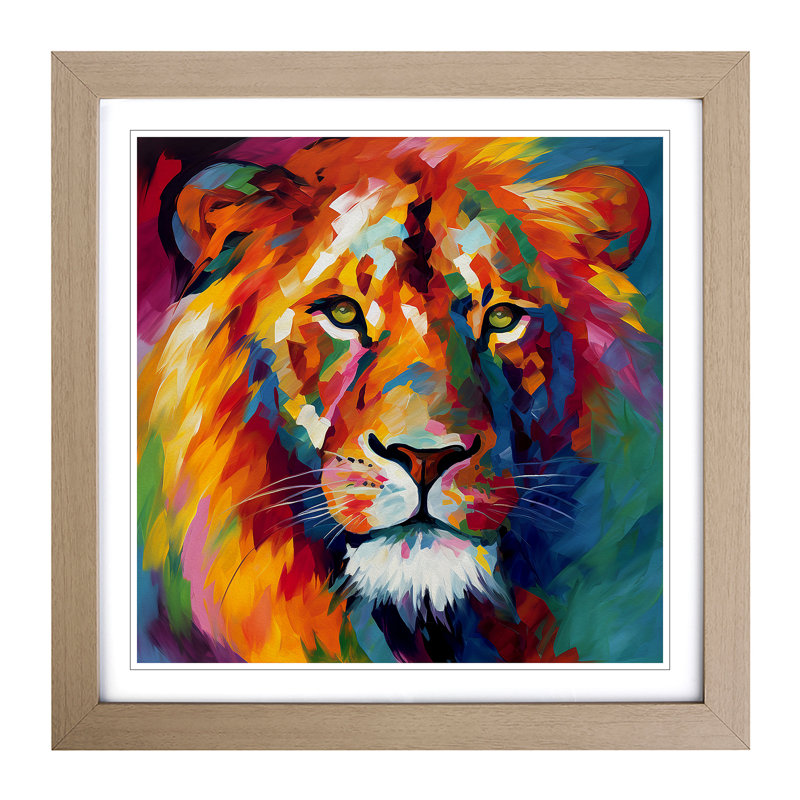 Lion Fauvism No.2 - Framed Print, Oak