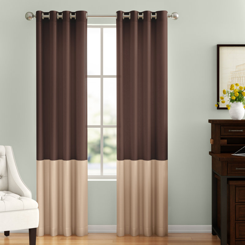 Curtainworks Jarrek Solid Color Semi-Sheer Grommet Single Curtain Panel, 52" W x 84" L, Chocolate
