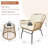 2 - Person Boho Patio Wicker Seating Group Dining Set with Cushions Rattan Bistro Set with Round Table