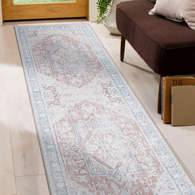 Rashida Oriental Flatweave Performance Machine Washable Rust Area Rug