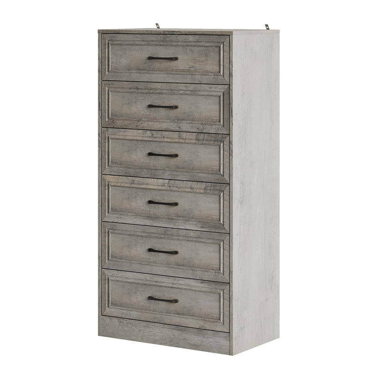 Commode 6 tiroirs pour chambre à coucher, Gris