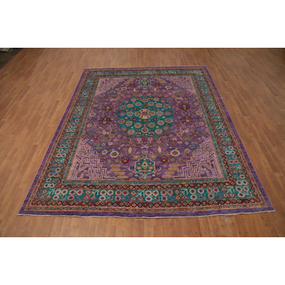 Tapis mauve en laine mauve à motif floral Ziegler 8 x 10