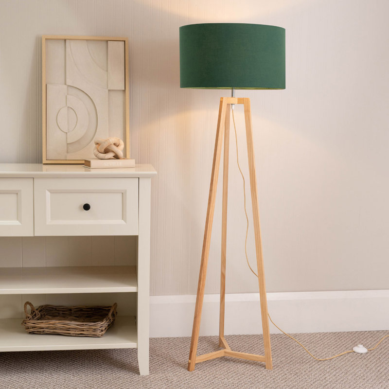 Rhavyn 148cm Traditional Floor Lamp, Natural, Green