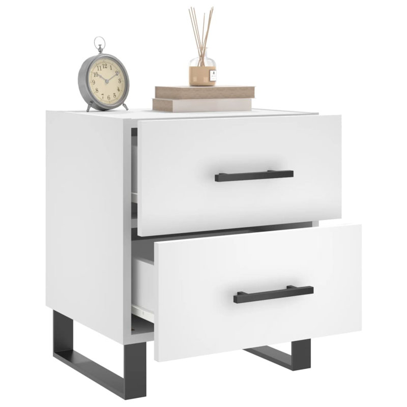 Maricrus 40cm W Iron Bedside Table, White