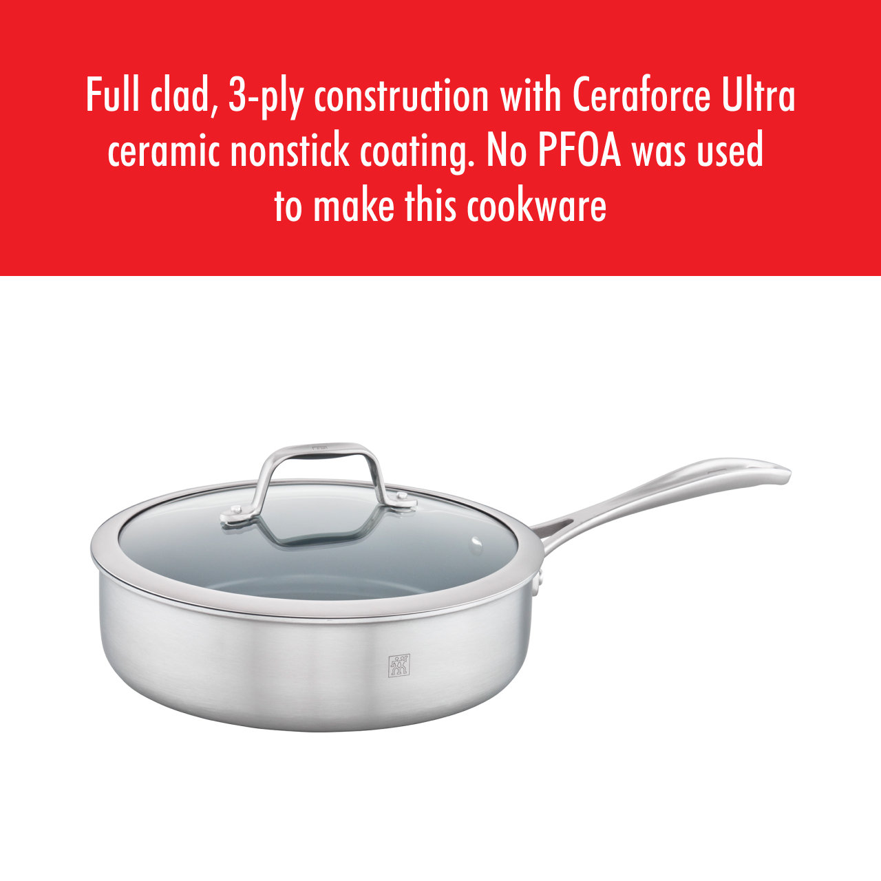 ZWILLING Spirit 3-ply 3-qt Stainless Steel Ceramic Nonstick Saute Pan