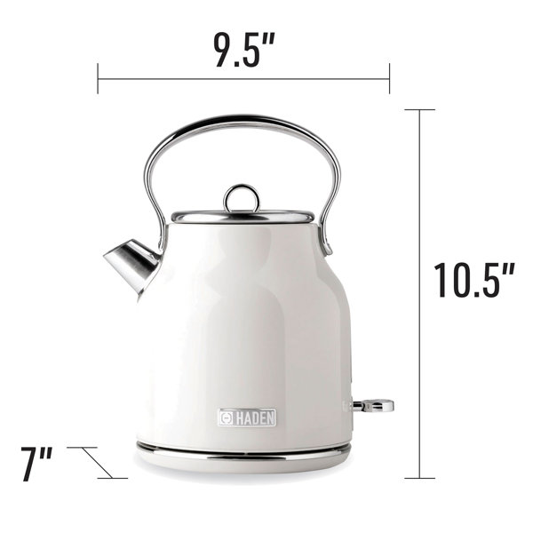 Haden Heritage 1.7 L Stainless Steel Electric Kettle with 2 Slice Toaster, White