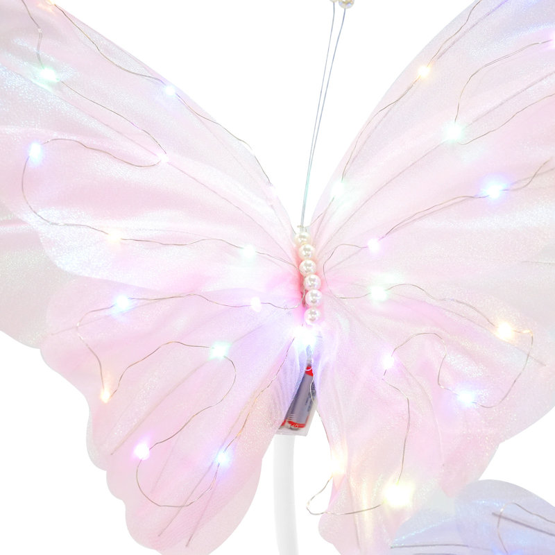 Luminaire papillon artificiel géant à DEL avec base pour décoration de fête de mariage