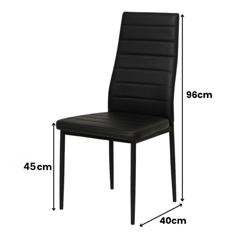 6 - Person Dining Set, Black, 75cm H x 140cm W x 80cm D