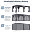 Pergola extérieure en aluminium de 6 m x 3,6 m avec toit à lames orientables, système de gouttières intégré, moustiquaire et rideaux
