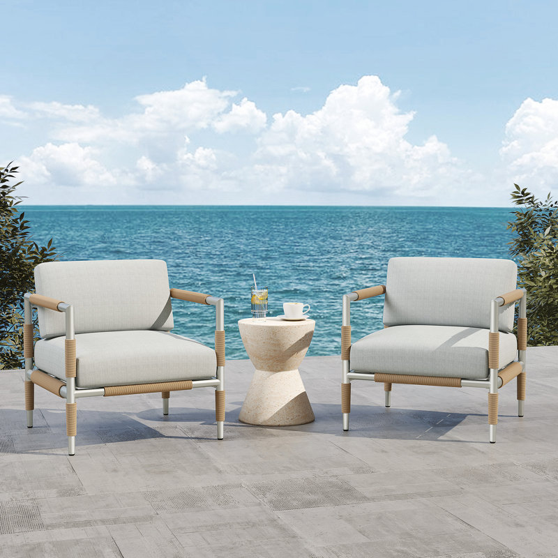 Fauteuil d'extérieur en aluminium avec coussins épais