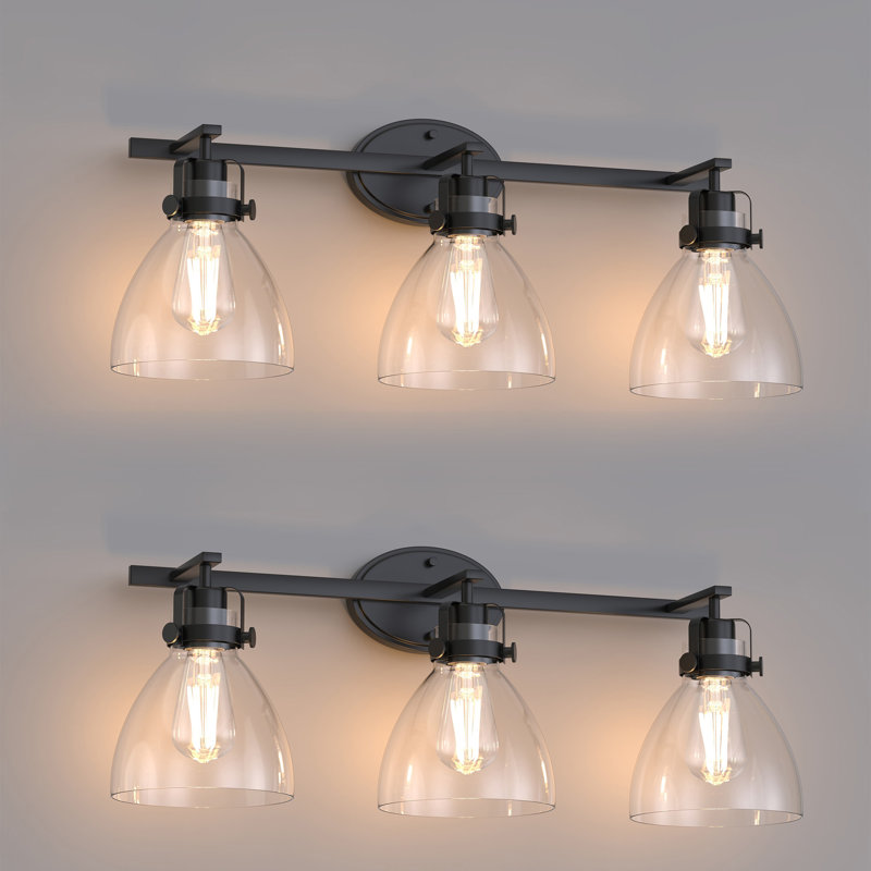 3-Light Bathroom Vanity Lights Matte Black