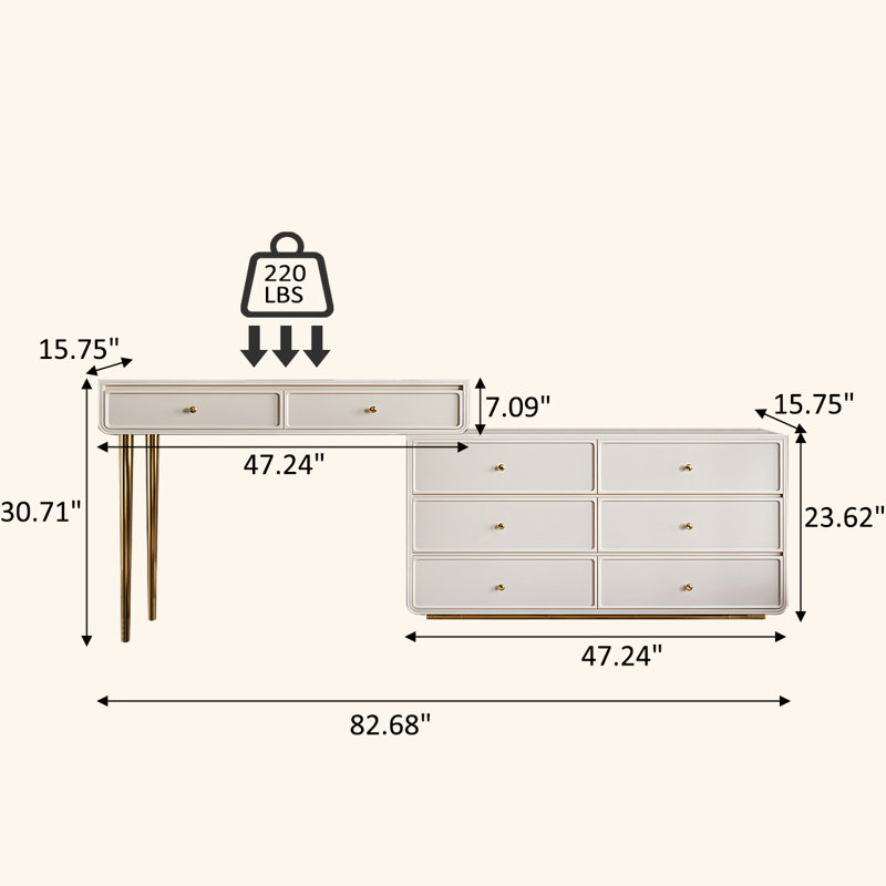 82.68"Luxury Vanity and Chest Combination