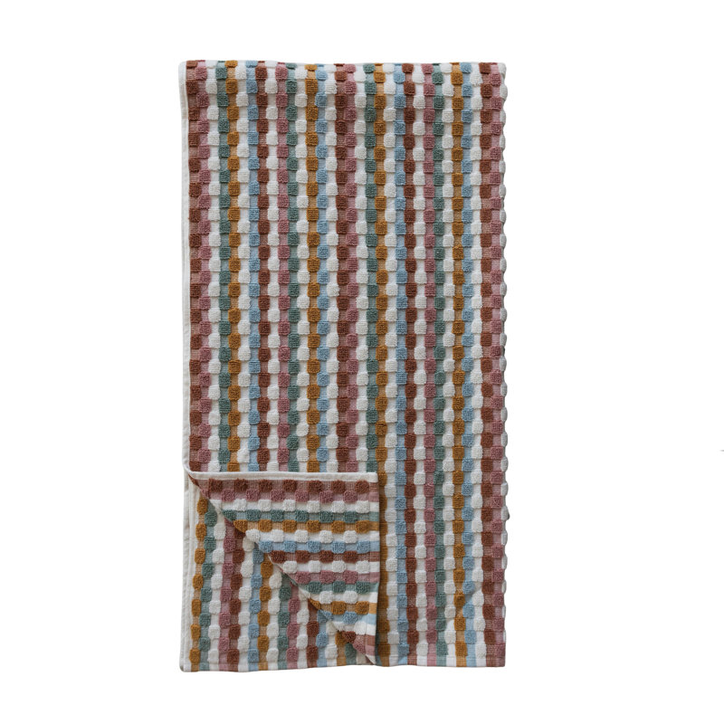 Serviette de bain rectangulaire en coton tissé avec motif géométrique, Serviette de bain - 1 paquet