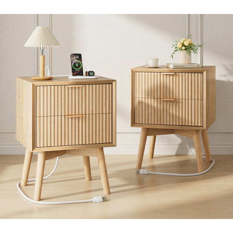 Table de chevet 18 po Seyla, Ensemble de 2, Beige