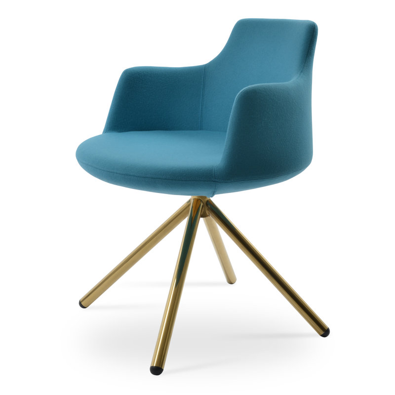 Chaise avec accoudoirs Dervish, Turquoise, Or