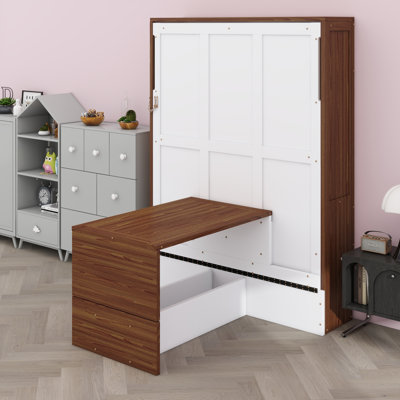 Lit escamotable mural peu encombrant avec bureau pliable intégré
