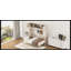 Grand lit escamotable beige avec armoires de rangement attachées-789903168