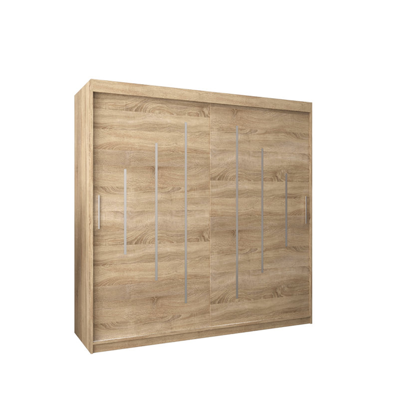 Natalie 2 Door Manufactured Wood Wardrobe, 200 cm H x 200 cm W x 62 cm D, Sonoma oak