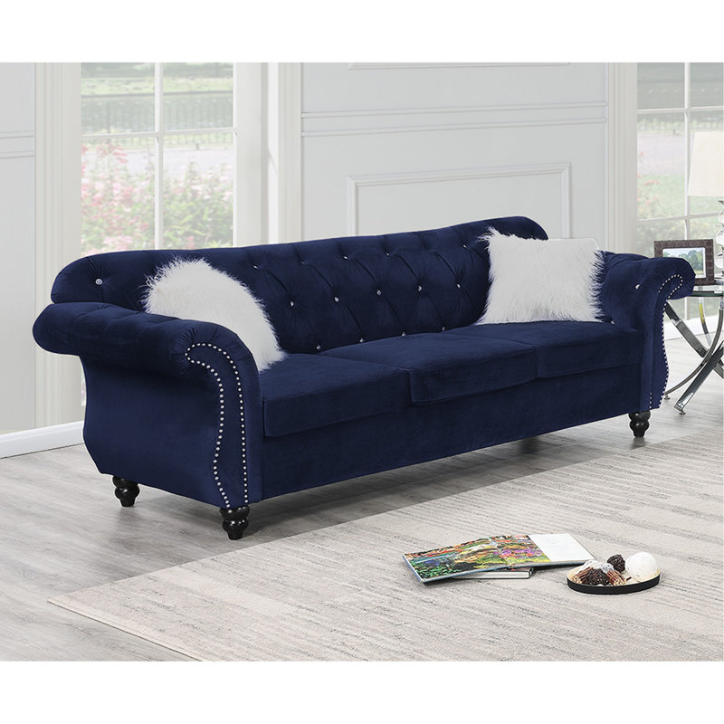 Canapé formel de luxe en velours 1pc avec coussins de salon, Indigo