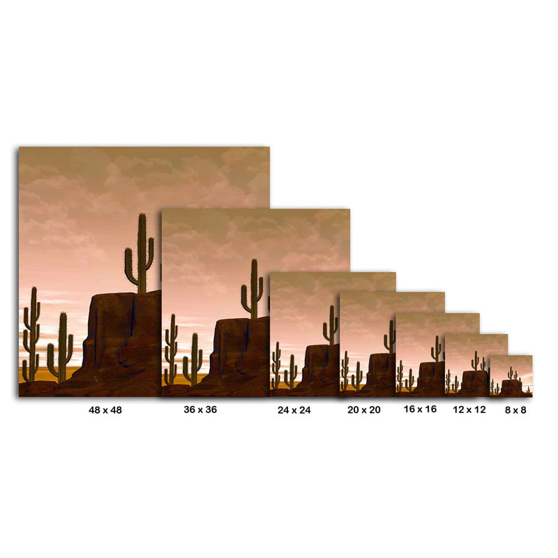 Fleurs de cactus 483 - Impression sur toile tendue, H 8 po x l 8 po x P 1,5 po