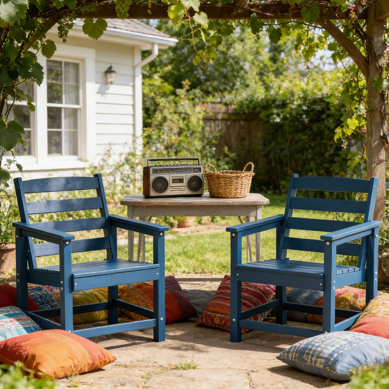 Chaise d'appoint d'extérieur (ensemble de 2), Bleu