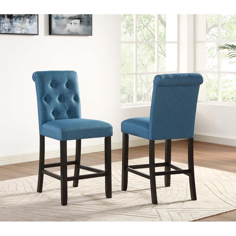 Tabouret de comptoir Caprisha, Bleu, 40.25", Noir