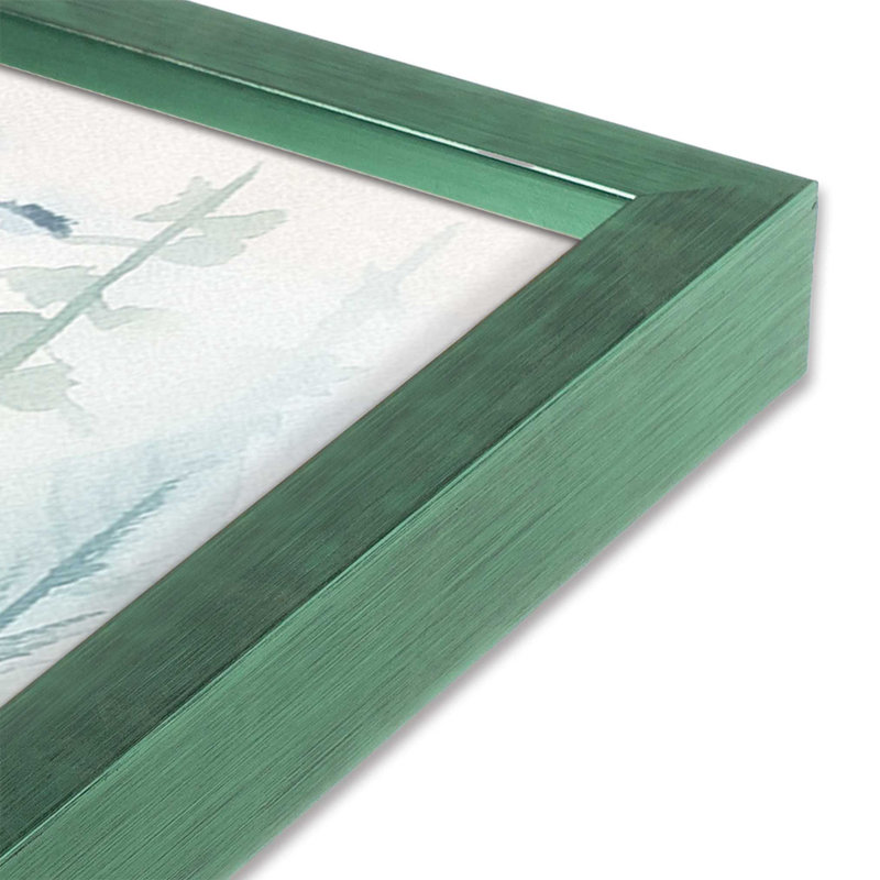 Oiseaux des bois dans la brume I, Cadre citronnelle, H 13,75 po x l 13,75 po