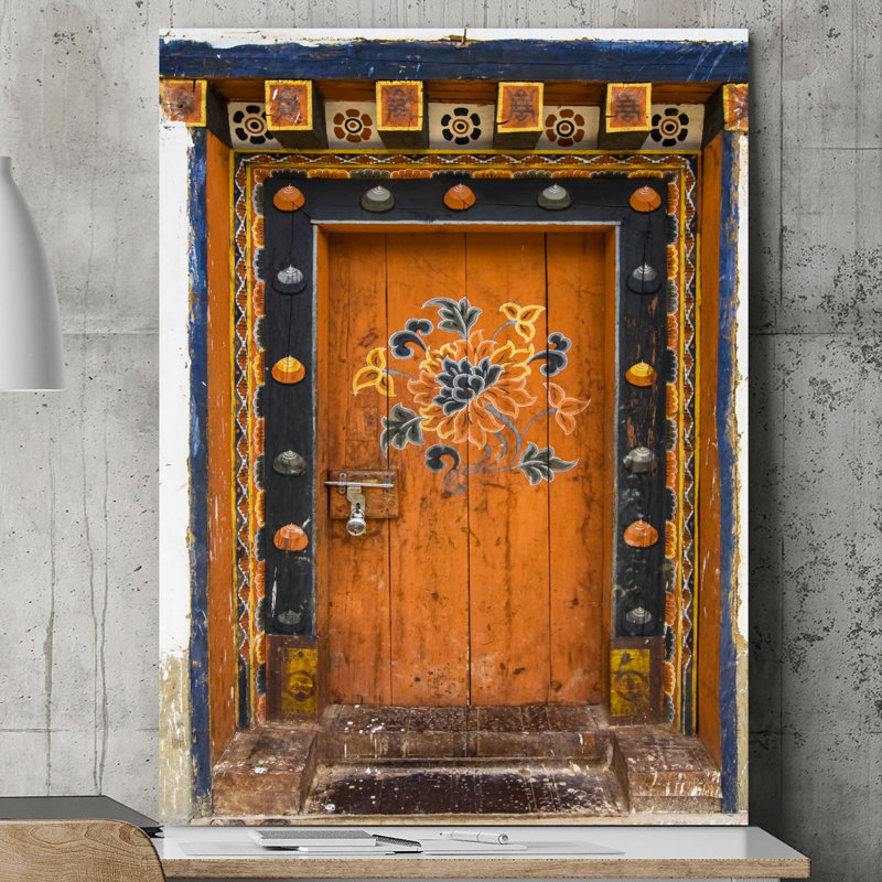 «Bhutan Door», reproduction d'art sur toile tendue, H 18 po x l 12 po x P 1,5 po