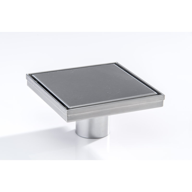 4 in. x 4 in. Stainless Steel Square Shower Drain with Tile-in Drain Cover, 6" x 6"