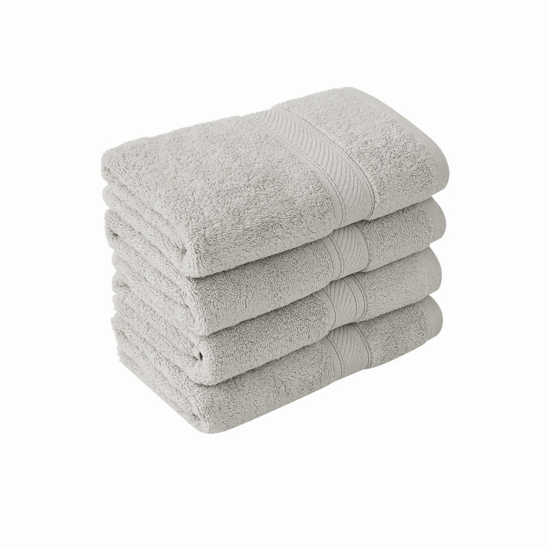  Regal Plush Towel Sets, Light Gray, Bath Towel - 4 Pack