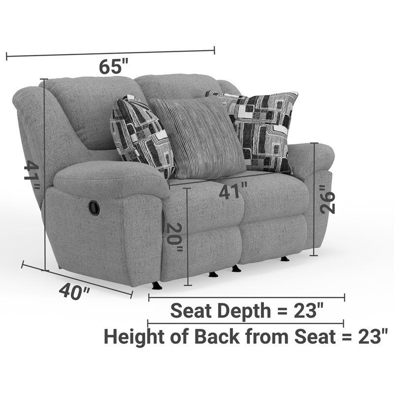 Trifecta Dual Gliding Reclining Loveseat, Blue/Gray